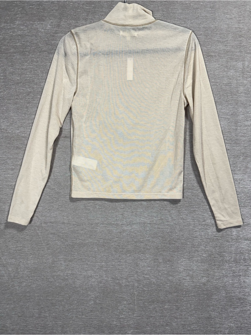 Madewell Semi-Sheer Mockneck Tee NWT Medium Hthr Light Oatmeal Long Sleeve - Picture 4 of 8